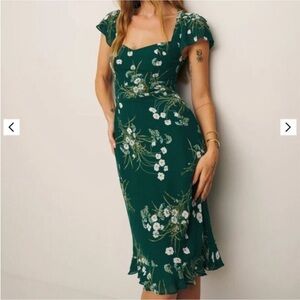 Reformation Rosi green floral dress